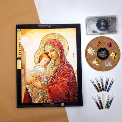 BTE Bộ Tự Đính - mẹ Madonna và Chúa Con - Tranh Đính Kim Sa - MR006